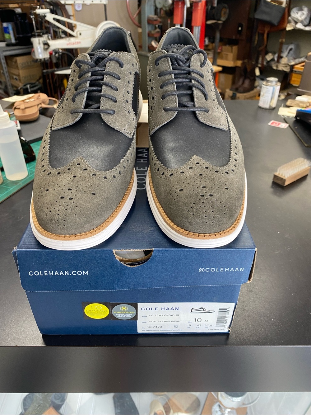 Cole Haan Two-Tone Grey and Black Wingtip Derby